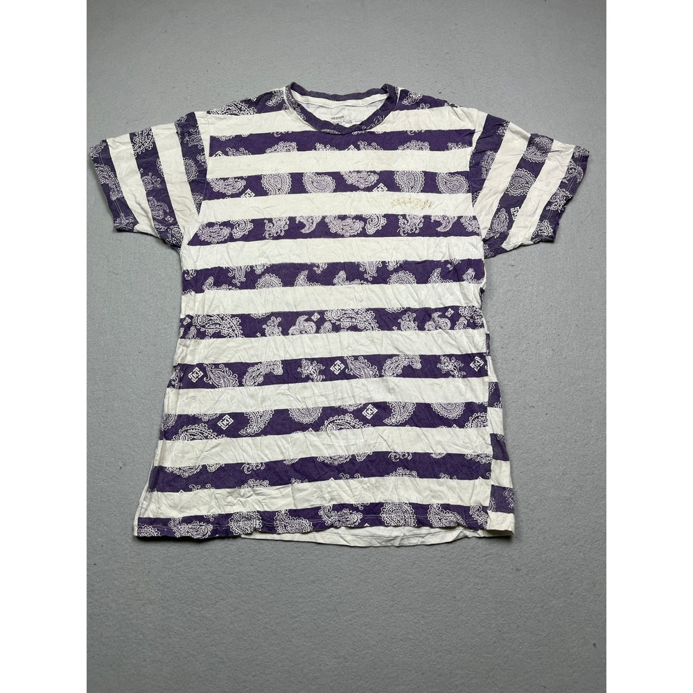 Karmaloop T-shirt 100% Cotton Purple Paisley Stripe Medium Mens